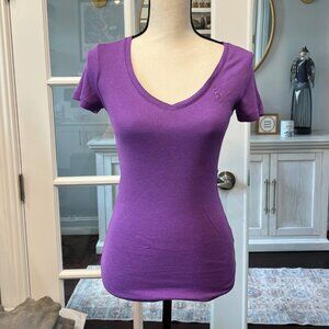 Ralph Lauren Purple V Neck Cotton T-Shirt S